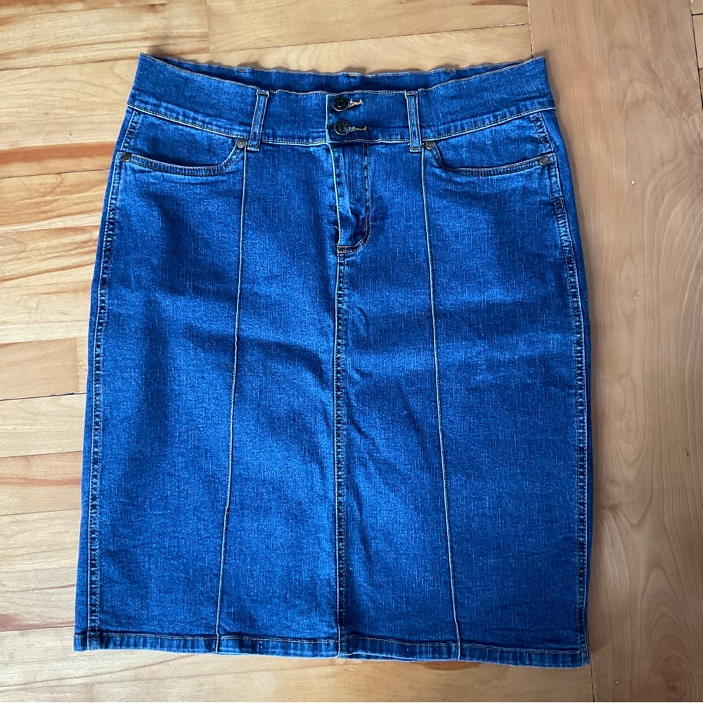 Vintage Y2K Urban Star Stretch Denim Pencil Skirt